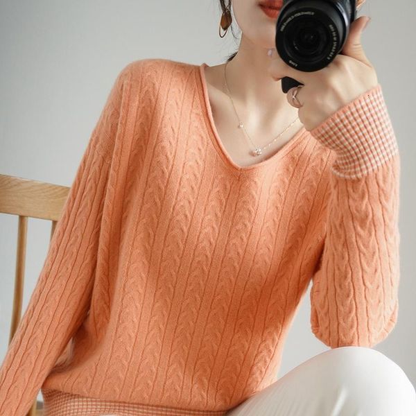 

women's sweaters high-end autumn winter 100% cashmere sweater v- neck female loose large size knitted girl clothes 6 colors jumpes 401, White;black