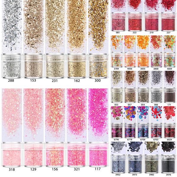 

nail art decorations sequin glitter powder ultra-fine mixed gradient color diy luxury pigment flakes ladies accessories, Silver;gold