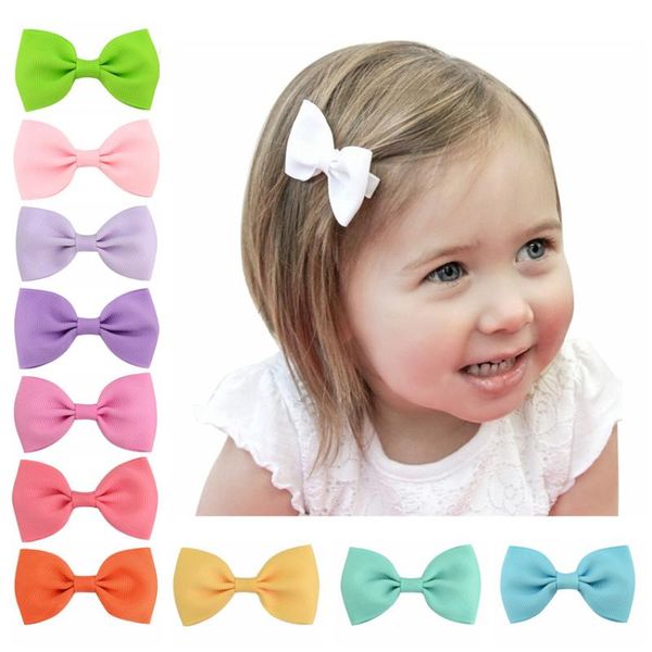 

hair accessories 40pcs/lot 2.75" plain ribbon bows with clips for kids girls mini barrettes hairpins hairgrips accessory 643, Slivery;white