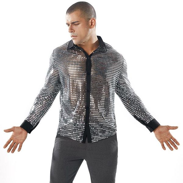 

men's casual shirts foreign trade polka dot scales nightclub performance clothes solid color fashion design cross-border men's lape, White;black