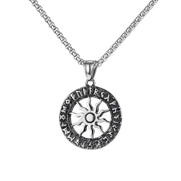 

retro sun titanium steel necklace men pendant necklaces, Silver