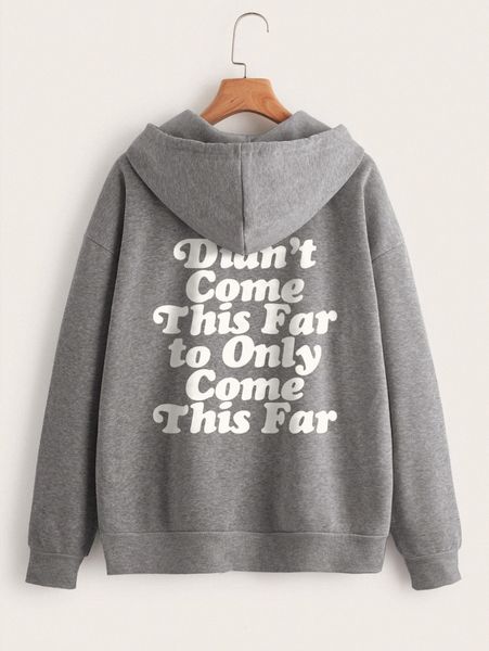 

slogan graphic zip up drawstring hooded sweatshirt o6aj#, White;black