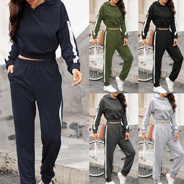 

women's tracksuits hooded tracksuit women two piece set autumn winter clothes hoodies side stripe patchwork sweatshirt and pants s, Gray