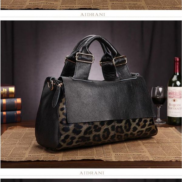 

evening bags european and american luxury 100% leopard print real cowhide fashion large-capacity ladies handbag shoulder messenger bag
