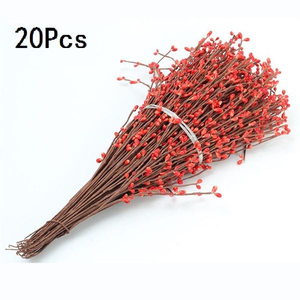 

decorative flowers & wreaths 20pcs artificial plants branch simulation berries floral fake hawthorn fruit wedding wreath hair band decoratio