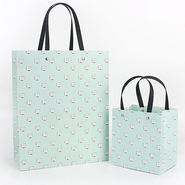 

gift wrap 12pcscute light green cartoon pig pattern bag wedding party christmas decoration packaging bags clothing pocket with handle