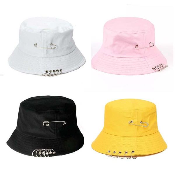 

wide brim hats 1pc double-sided pin rings bucket hat sunhat caps summer fisherman wearable, Blue;gray