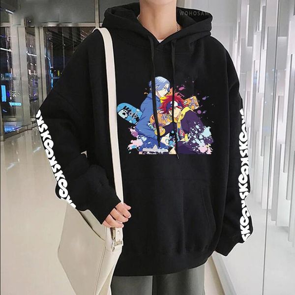 

men's hoodies & sweatshirts latest cartoon sk8 the infinity reki/langa manga hoodie men harajuku japan anime cool graphic streetwear fa, Black