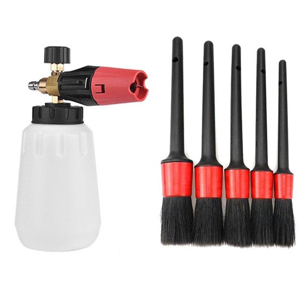 

car sponge pressure washer snow foam lance, for karcher k2-k7 with 5pcs natural boar soft hair cleaning brush clean tools
