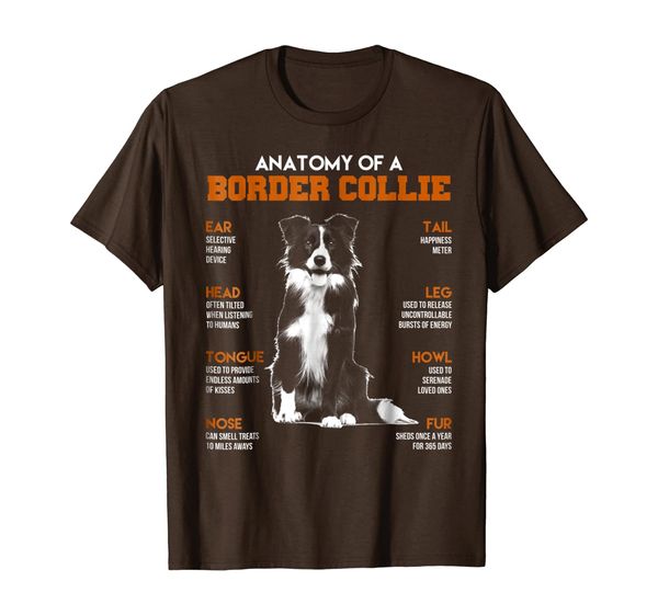 

anatomy of a border collie dogs t shirt funny gift, White;black