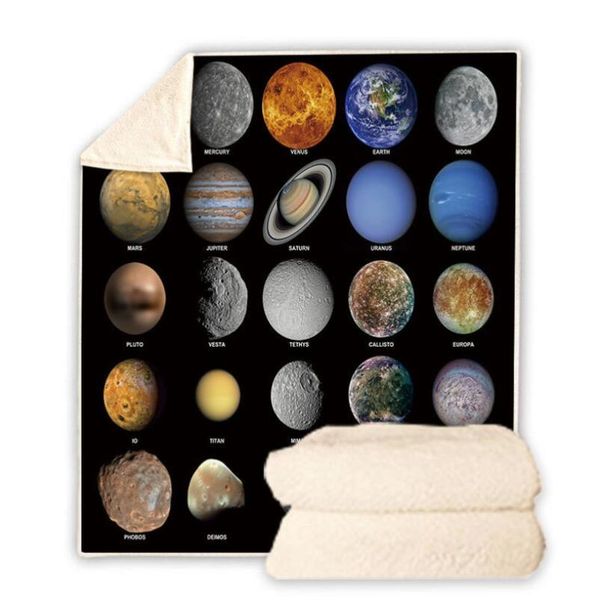 

blankets starry sky galaxy funny character blanket 3d print sherpa on bed home textiles dreamlike style 06