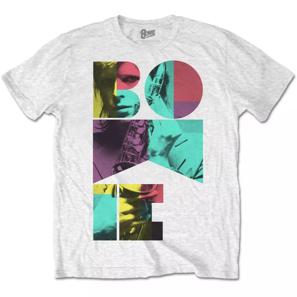 

david bowie colour sax official t-shirt men unisex, White;black