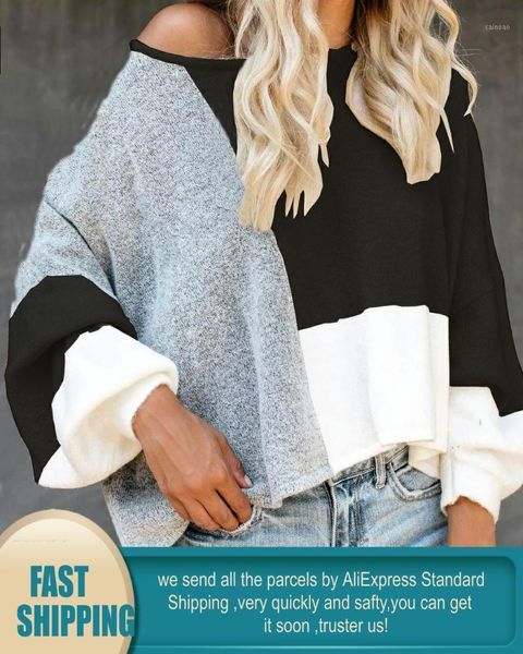 

autumn winter color block sweater jumpers knit ladies sweaters off shoulder women pullover lantern sleeve women's, White;black