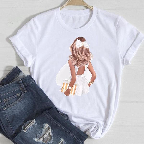 

women's t-shirt women short sleeve camisetas mujer cartoon summer female tshirts fashion clothes graphic t lady print tee, White