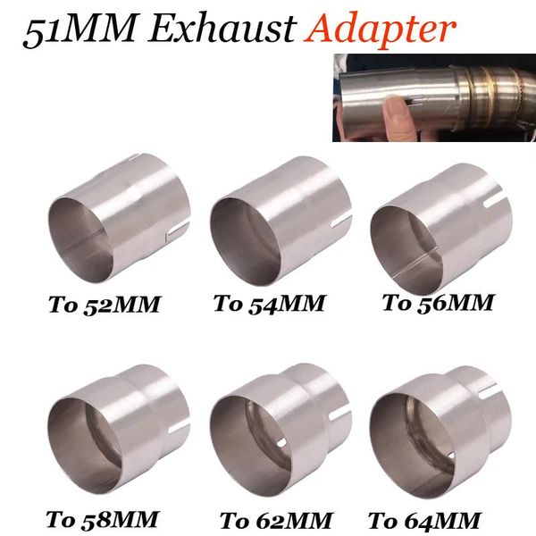 

motorcycle exhaust system universal racing 51mm adapter connection 54mm 56mm 58mm 62mm reducer silence stainless steel tube