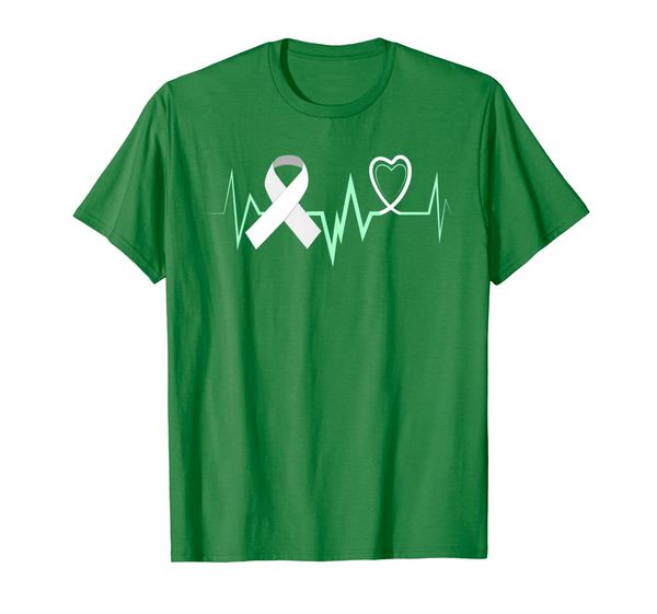 

heartbeat white ribbon lung cancer awareness shirt men women, White;black