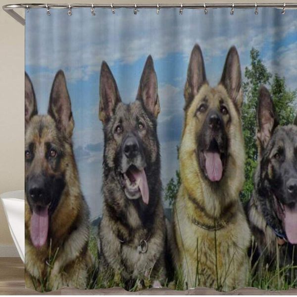 

shower curtain,dog grass lie down shepherd,polyester fabric waterproof bath curtains hooks included - 72 x 72 inches
