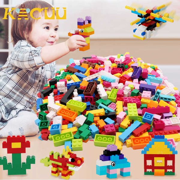 500-1500PCS DIY Montage Bausteine Sets Klassische Stadt Creator Bunte Bau Steine Pädagogisches Spielzeug Für Kinder Q0624