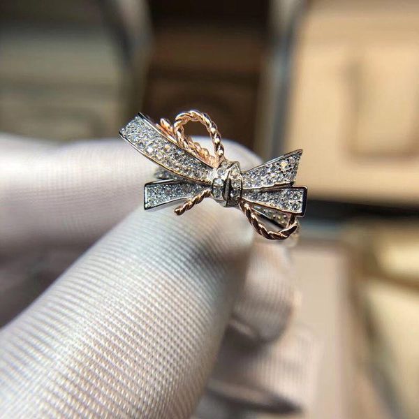

wedding rings exquisite white crystal zircon bow engagement ring bridal band anniversary jewelry women's christmas gifts, Slivery;golden