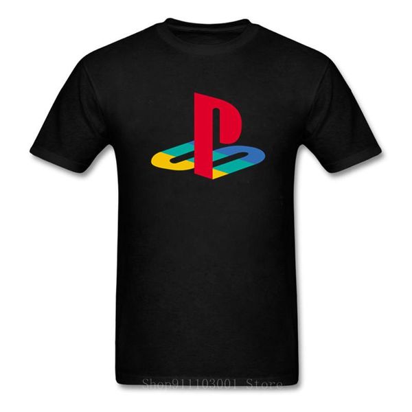 Retro PS Logo T-Shirt Herren Hiphop T-Shirt Xbox Spiel Playstation T-Shirt Männlich O-Ausschnitt Kurze Ärmel Sommer Reine Baumwolle Hipster T-Shirts