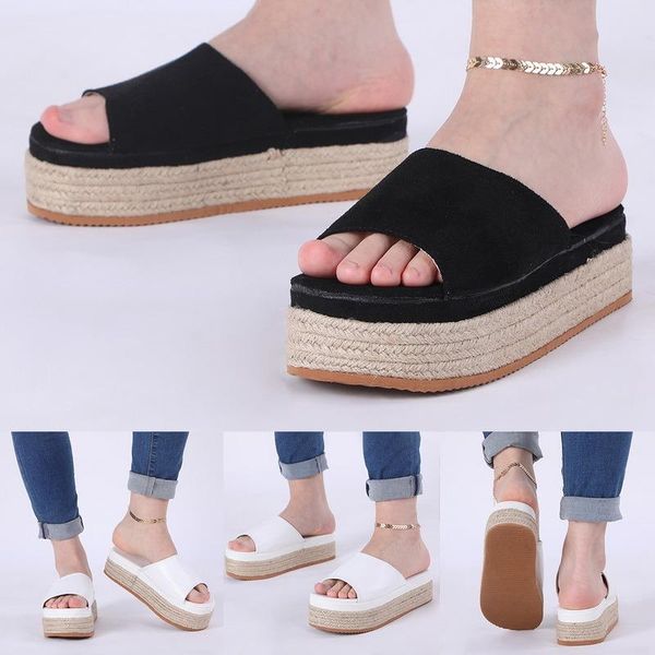 

fashion summer sandals shoes women slipper indoor outdoor flip-flops beach female slippers plus size 43, Black