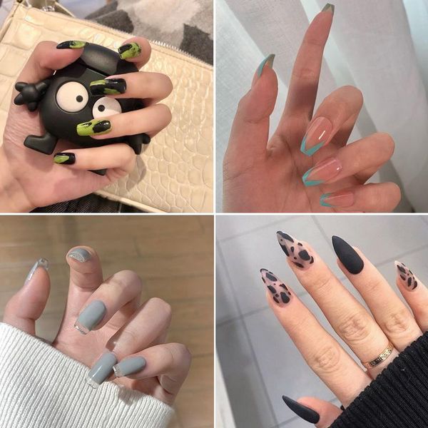 

nail art kits patch fake wear manicure press on nails coffin long tips artifical