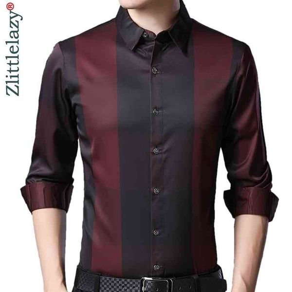 

brand casual luxury plaid long sleeve slim fit men shirt streetwear social dress autumn shirts mens fashions jersey 92339 210410, White;black