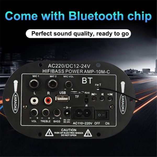 

interior decorations bluetooth car audio three-purpose sf-2mic usb dac fm radio tf player subwoofer for 8 /10 inch speaker diy
