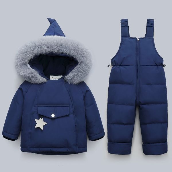 

children's down jacket set men's treasure women's 0-4-year-old winter coat pants baby two-piece thickened foreign fashion tre, Black
