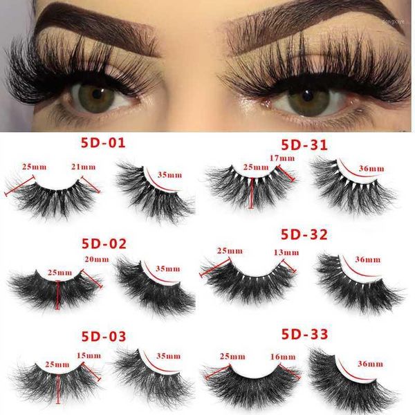

wholesales 25mm 5d 100% mink hair full strip eyelashes extension fluffy wispies natural long eye lashes handmade makeup tool1