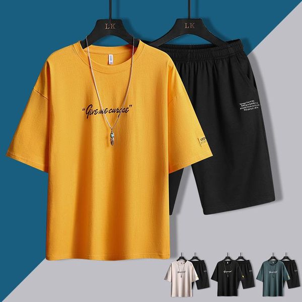 

men's tracksuits varsanol two piece set summer t-shirts men clothing printed pattern shorts bermuda masculina board sets, Gray