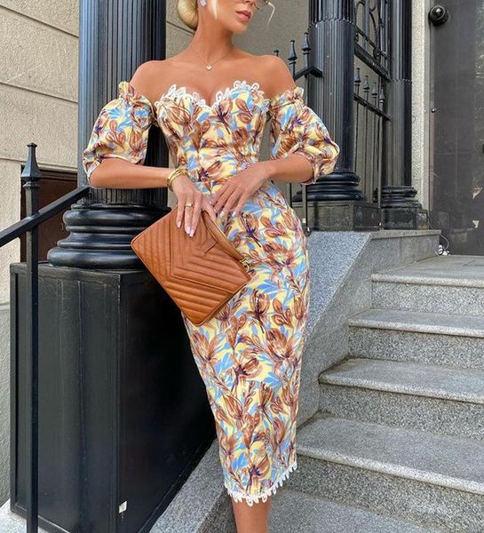 

party dresses spring strapless wrap dress women elegant floral print slim bodycon autumn lantern sleeve backless office, White;black