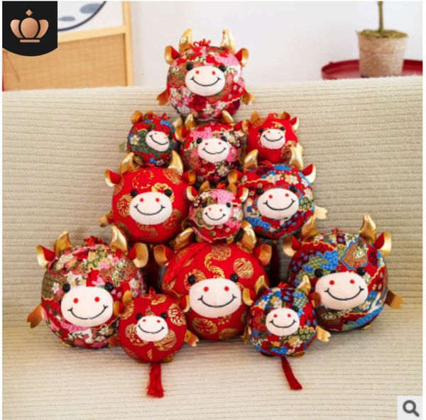 

year gift small doll chinese zodiac plush toy bull year of the ox mascot pendant, Blue