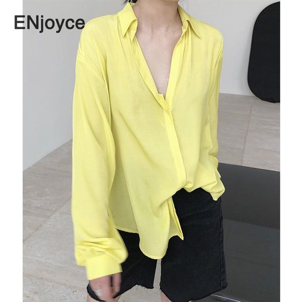 

women vintage yellow v-neck white lantern long sleeve shirts fashion french style blouse sunscreen shirt spring summer 2021 women's blo