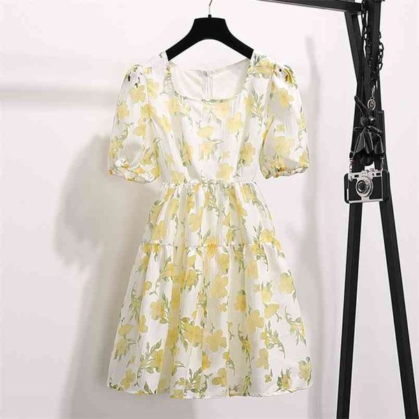 

summer fashion floral print sweet fairy dress women korean chic boho beach holiday mini dresses girls party robe femme 210514, Black;gray