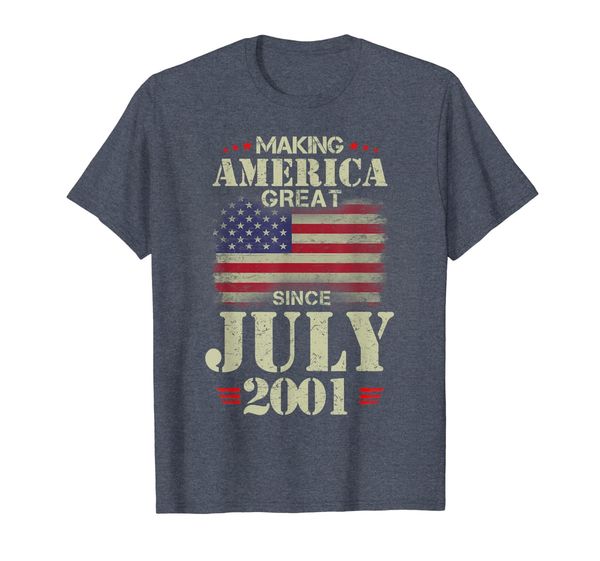 

making america great since july 2001 18 years old t shirt, White;black