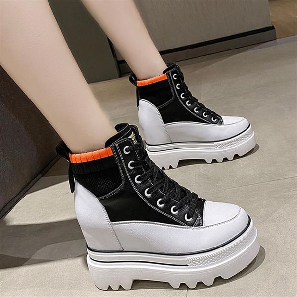 

boots 2021 spring and autumn bandage female fashion internal increase wild personality thick bottom in the tube with women's, Black