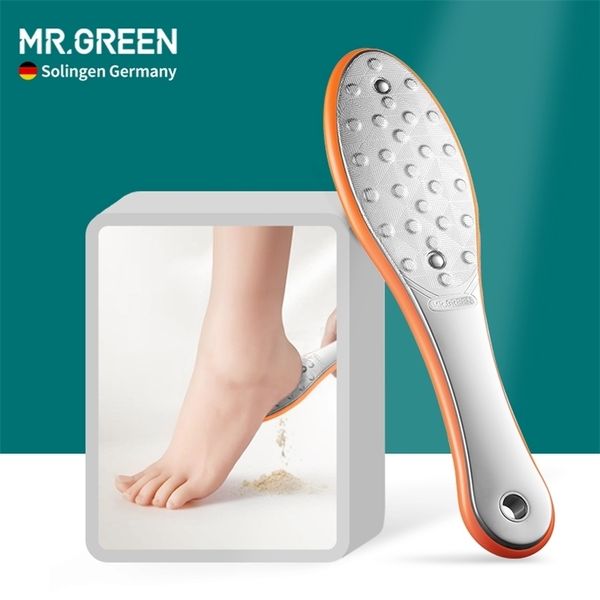 Mr.Green Foot File / Rasp / raspador Pedicure Tools Profissional Pés Pés Pés Cuidados Callus Dead Skin Removedor de Aço Inoxidável Dupla Sides 220301
