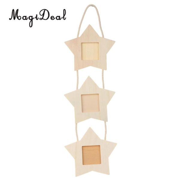 

frames and mouldings magideal rustic wooden stars triple hanging po diy pictures stand kraft home wedding engagements decoration