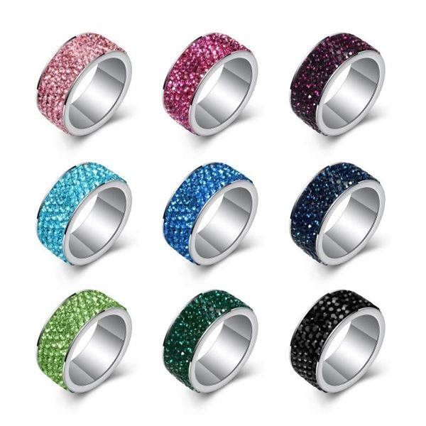 

wedding rings fashion stainless steel womens jewelry anillos de acero inoxidable para mujer cz crystal pave, Slivery;golden