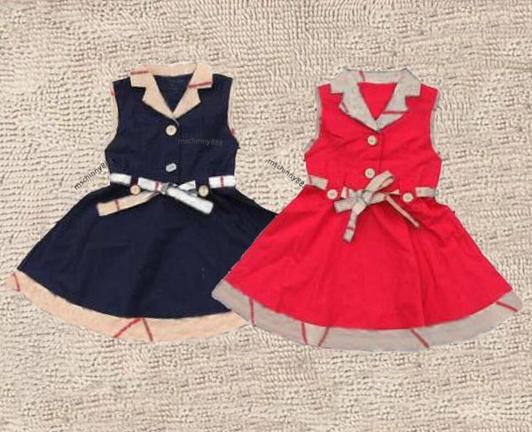 Vestidos de menina roupas crianças sem mangas bebê menina vestido xadrez crianças roupas