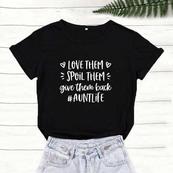 

women's t-shirt love them auntlife funny t shirt women summer o-neck cotton tshirt white casual camisetas mujer loose tee femme top