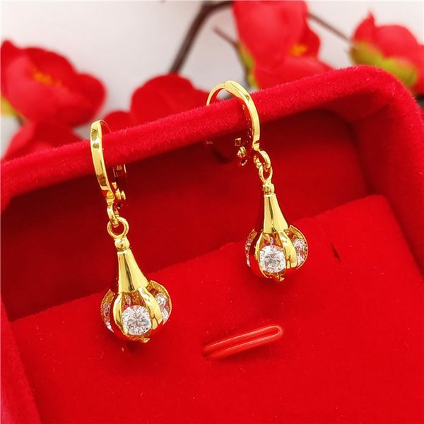 

lantern shaped dangle earrings gift 18k yellow gold filled elegant women jewelry, Silver