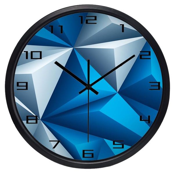

wall clocks 3d blue lingge design quartz clock silent living room home decor