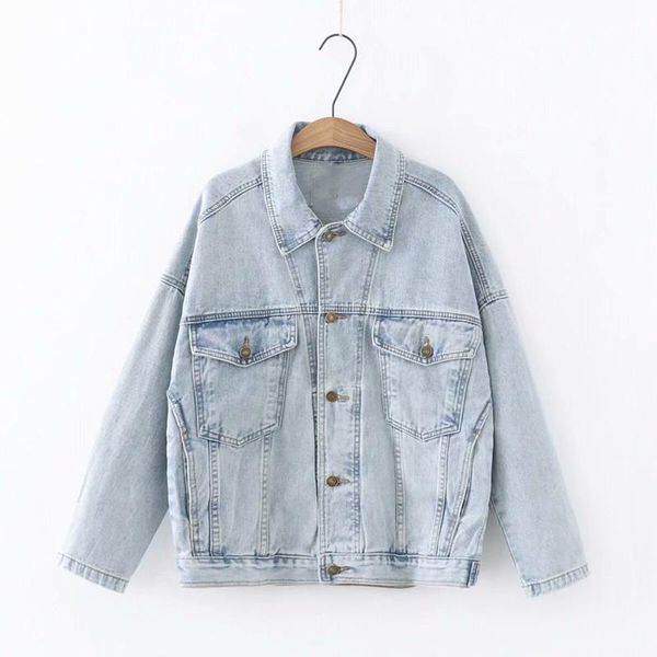 

women's jackets vintage women jacket 2021 autumn winter oversize denim washed blue jeans coat turn-down collar outwear bomber, Black;brown