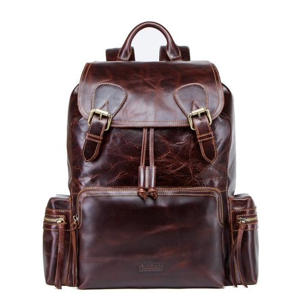 

backpack 251-1 men causal big travel cow leather outdoor bag