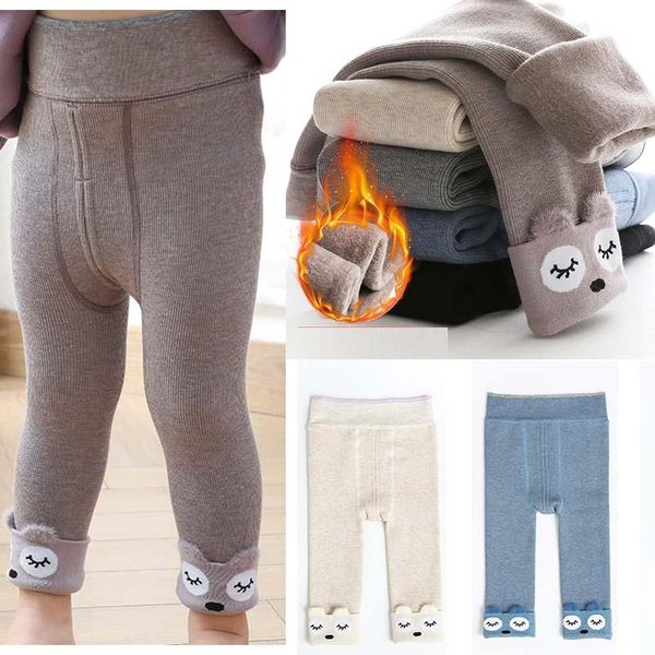 

trousers autumn and winter plus velvet girls' leggings cartoon baby bottoming socks children's pants to keep warm, Blue
