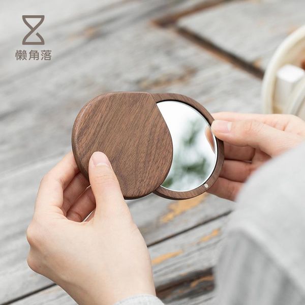

mirrors walnut wood mirror small hand held brief design portable