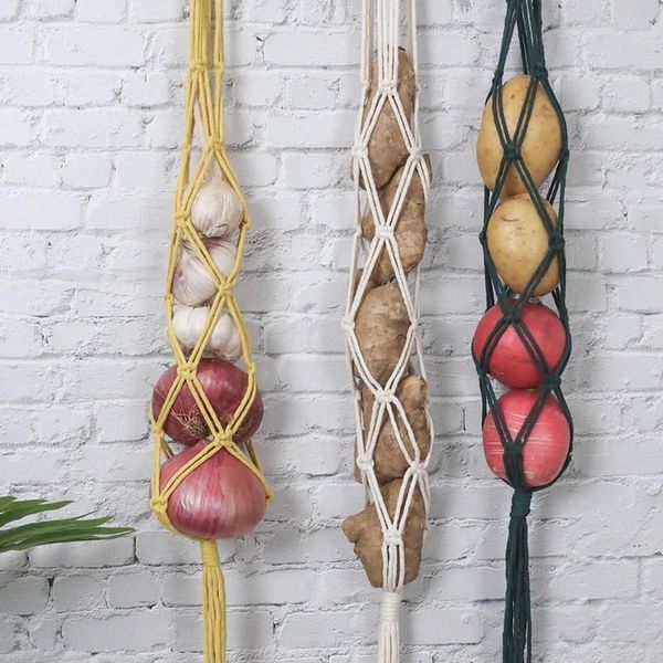 

storage bags wine bottle holder boho bag for hanging bottles.woven rope net pocket
