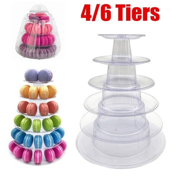 

4/6 layer macarons display tower pvc macaron stand fondant cake wedding decorating tool other bakeware